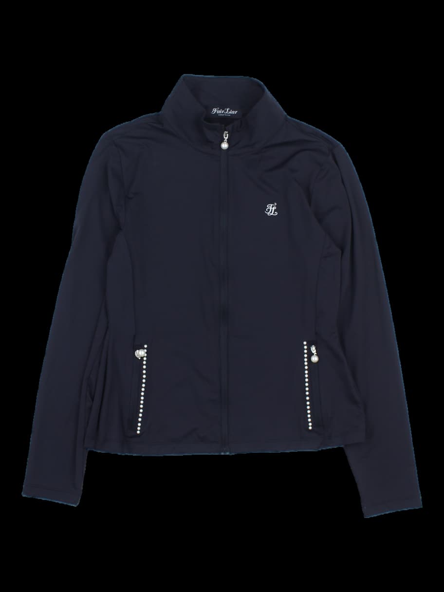 블랙 하이넥 집업 자켓