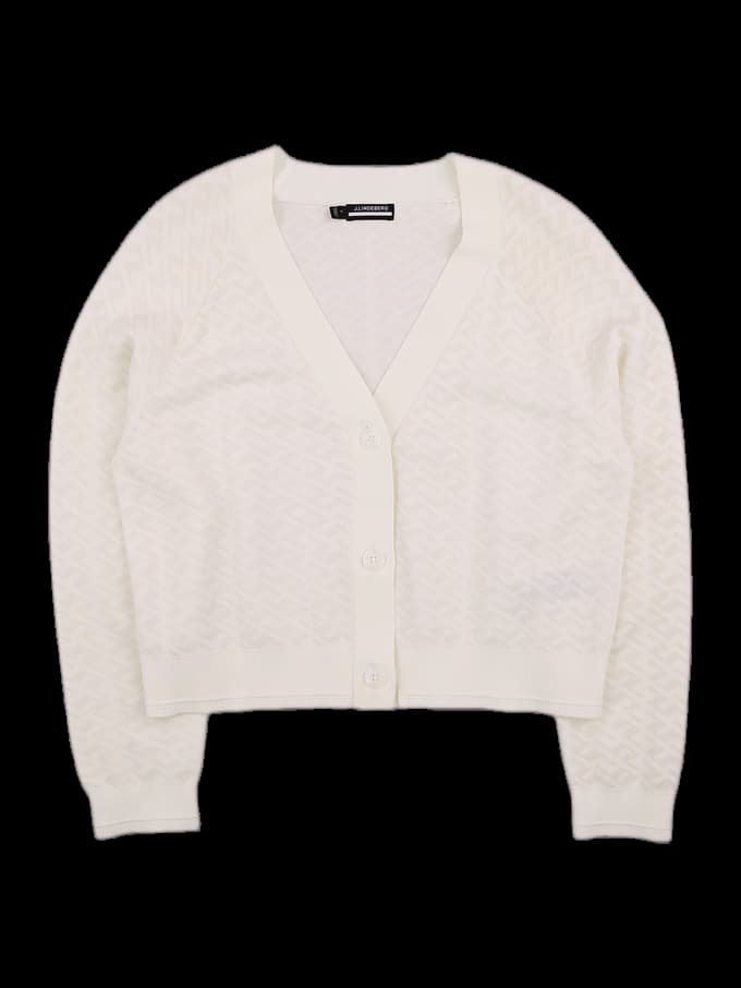 아이보리 패턴 브이넥 니트 가디건