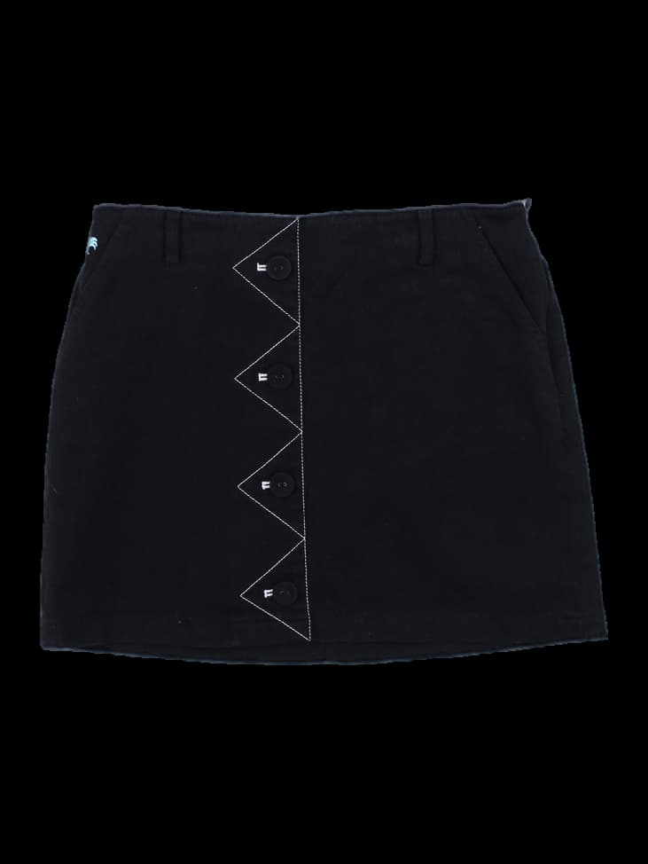 블랙 스티치 하트 로고 미니 스커트
