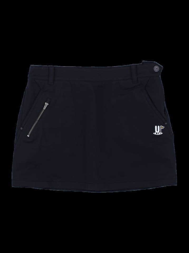 블랙 지퍼 포켓 미니 스커트