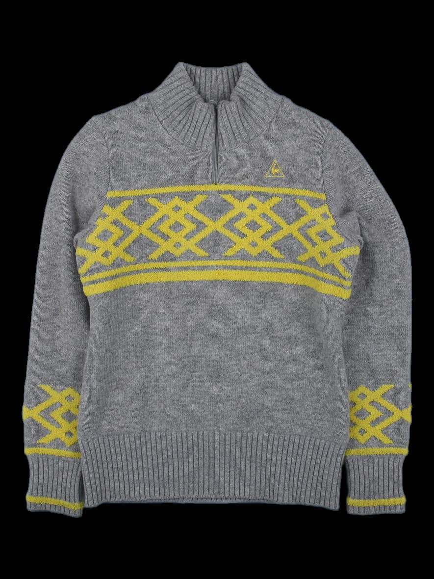 그레이 하프 집업 퀼팅 니트