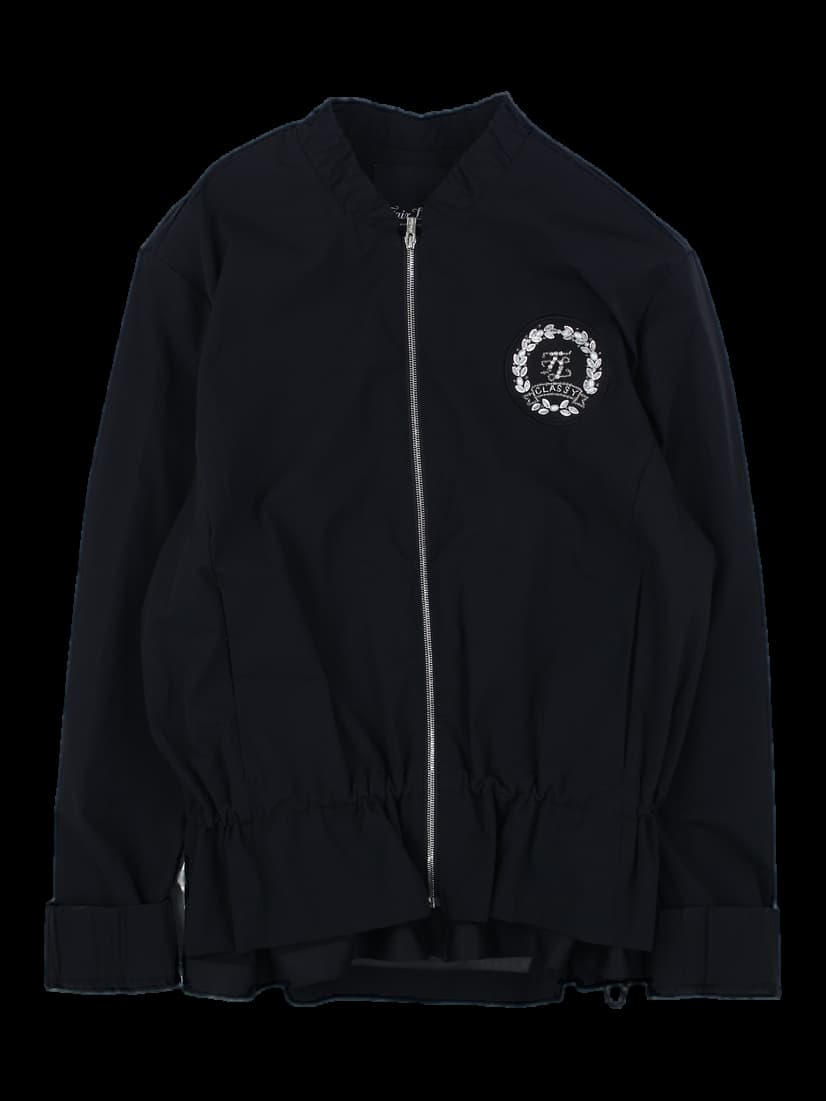 블랙 웨이스트 개더링 집업 자켓