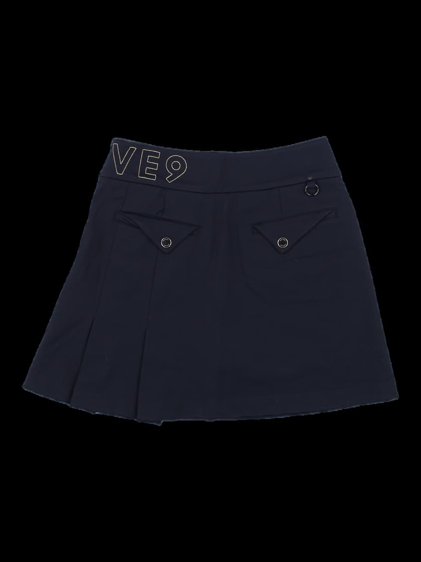 블랙 레터링 플리츠 스커트