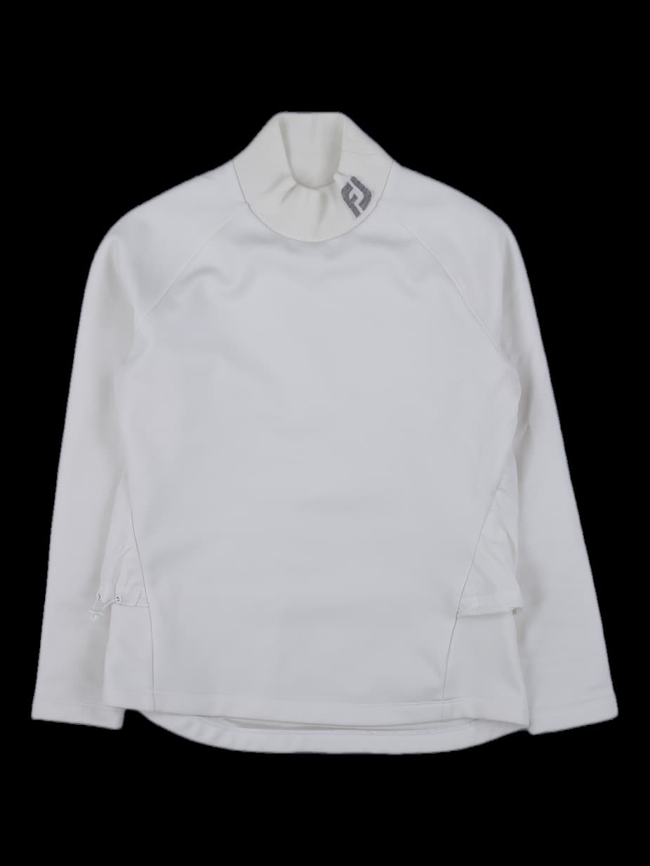 여성 화이트 하이넥 긴팔 티셔츠