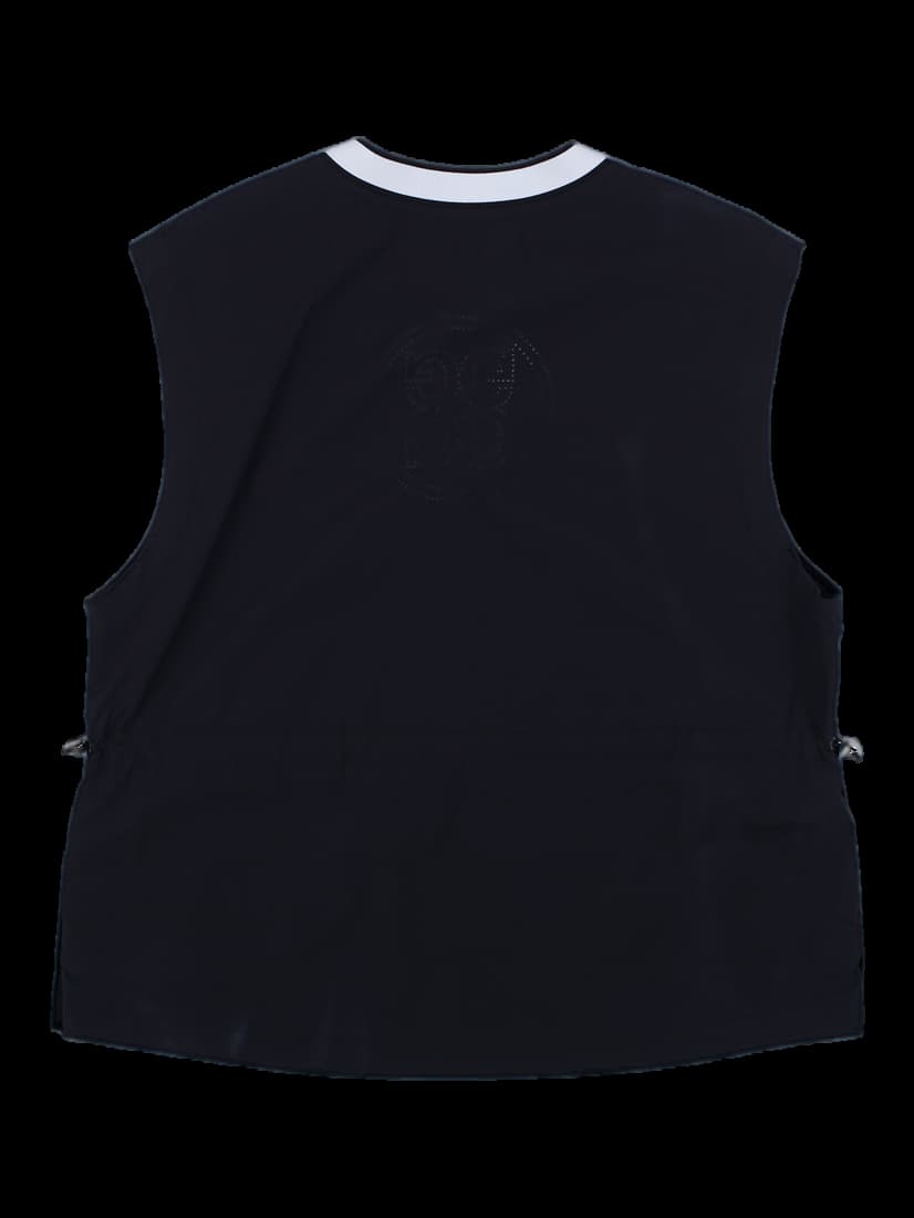 G/FORE 블랙 V넥 테이프 로고 여성 베스트