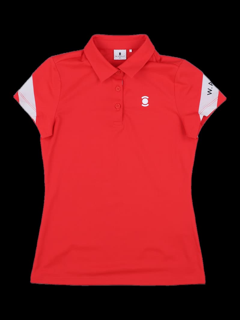 와이드앵글 여성 로고 포인트 반팔 카라티 (레드)