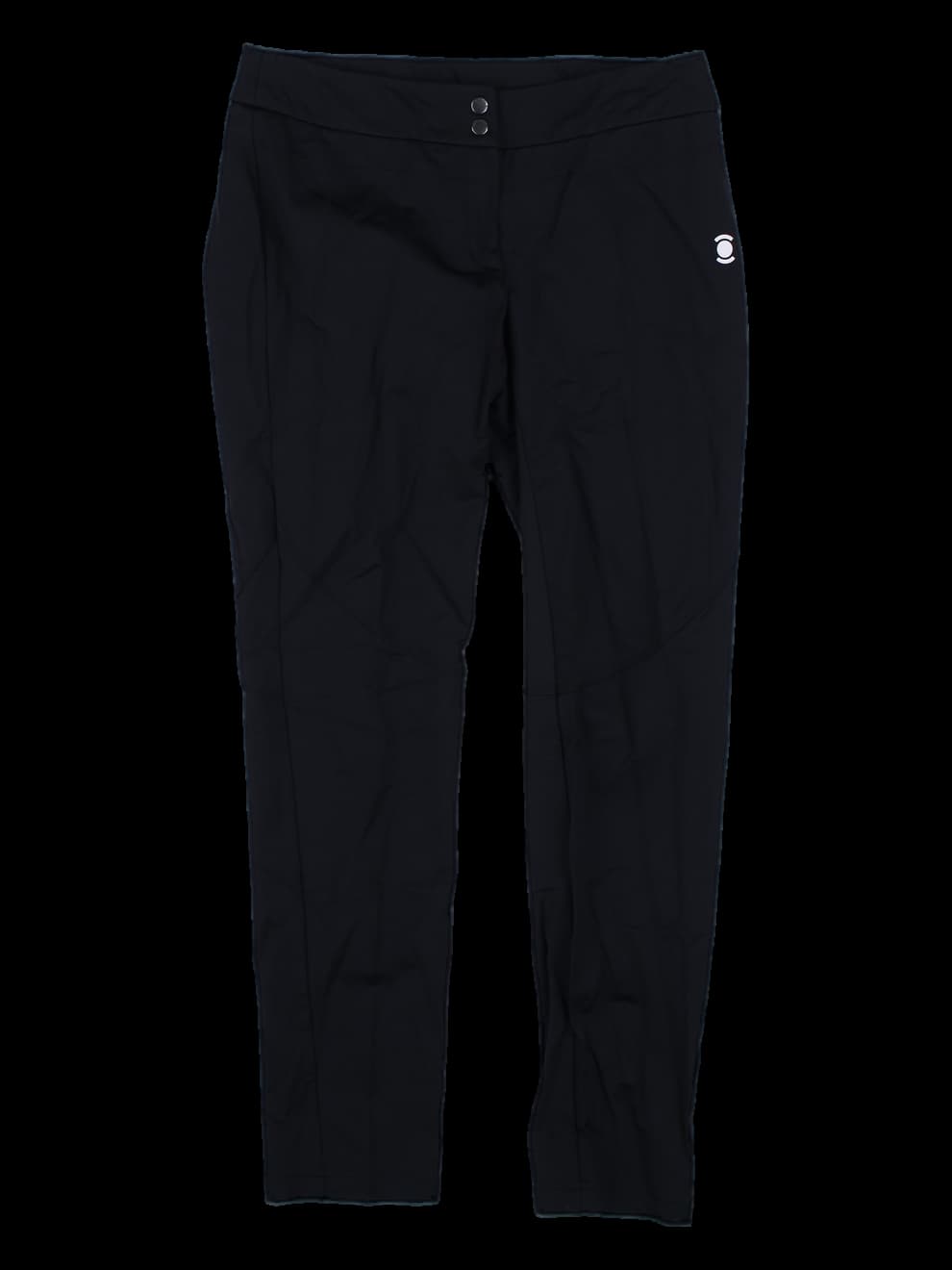 와이드앵글 여성 로고 포인트 슬림핏 골프 팬츠 블랙