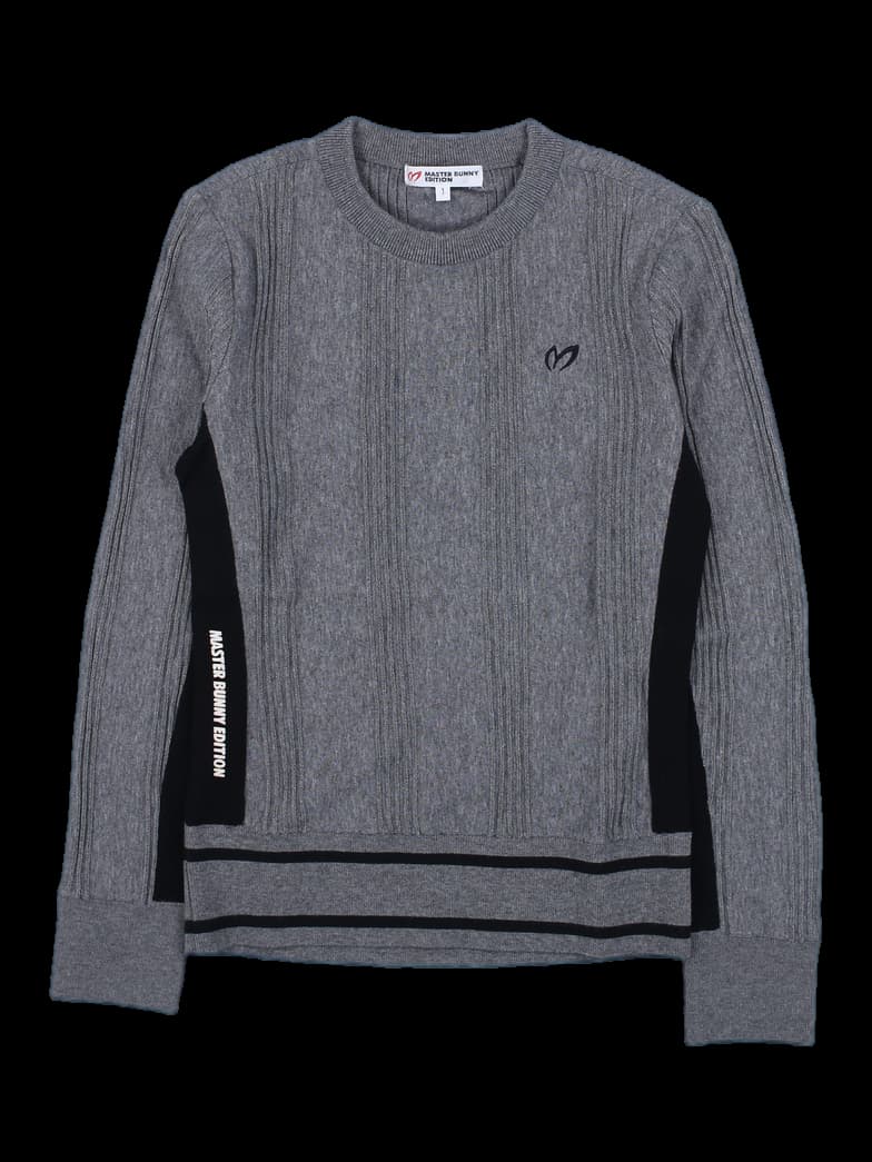 그레이 배색 골지 니트 풀오버