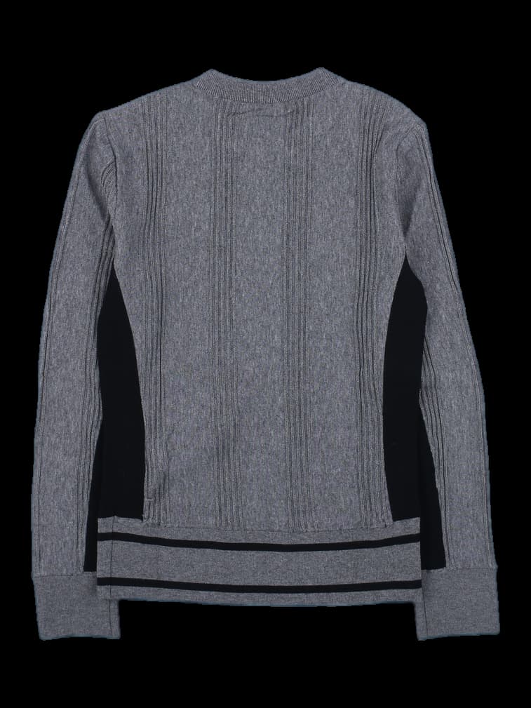 그레이 배색 골지 니트 풀오버