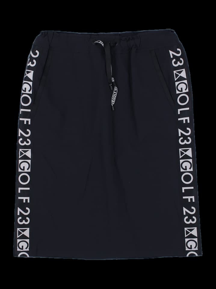 블랙 사이드 로고 테이핑 스커트
