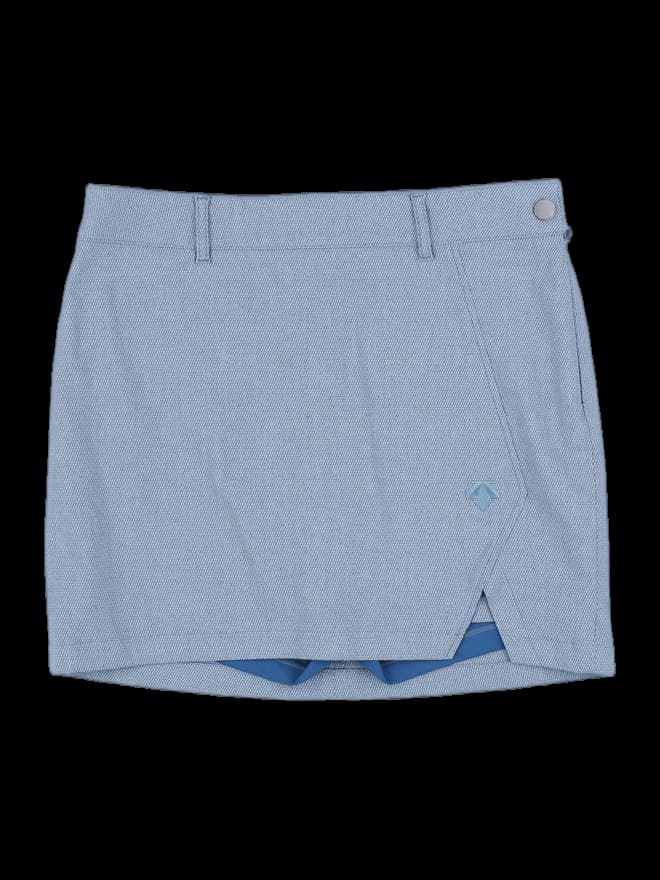 블루 마이크로 체크 랩 스타일 골프 스커트
