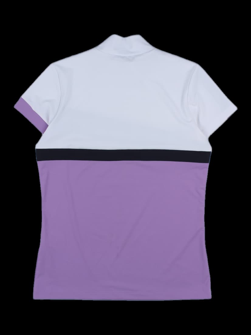 마스터바니에디션 여성 퍼플 블록 하이넥 반팔 티셔츠