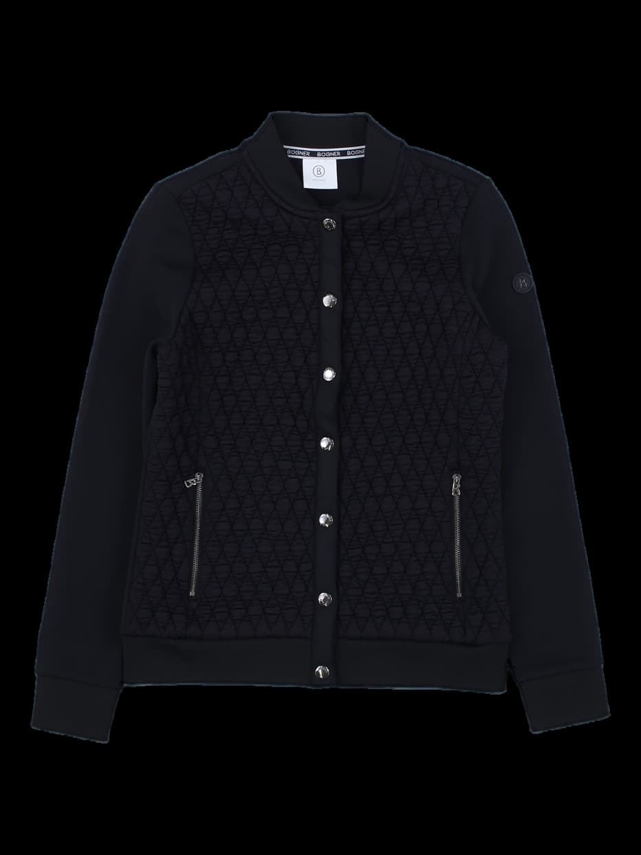 블랙 퀼팅 배색 집업 자켓