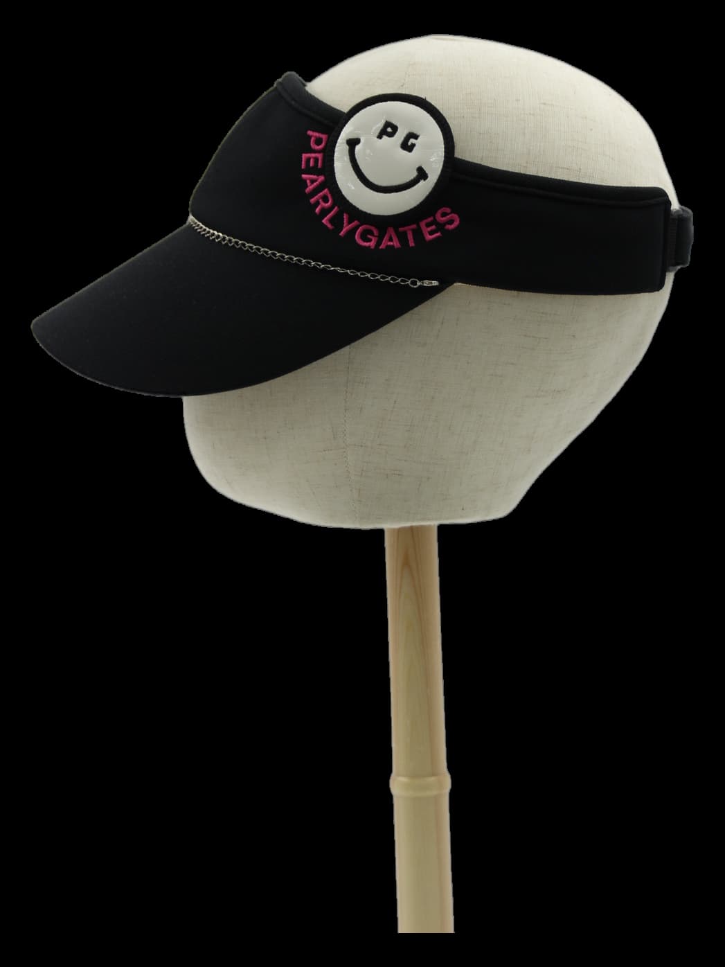 블랙 스마일 로고 체인 썬캡