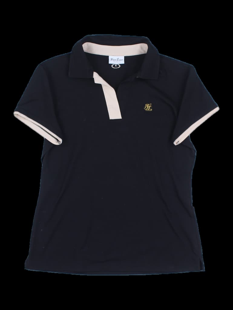 블랙 배색 여성 반팔 카라티