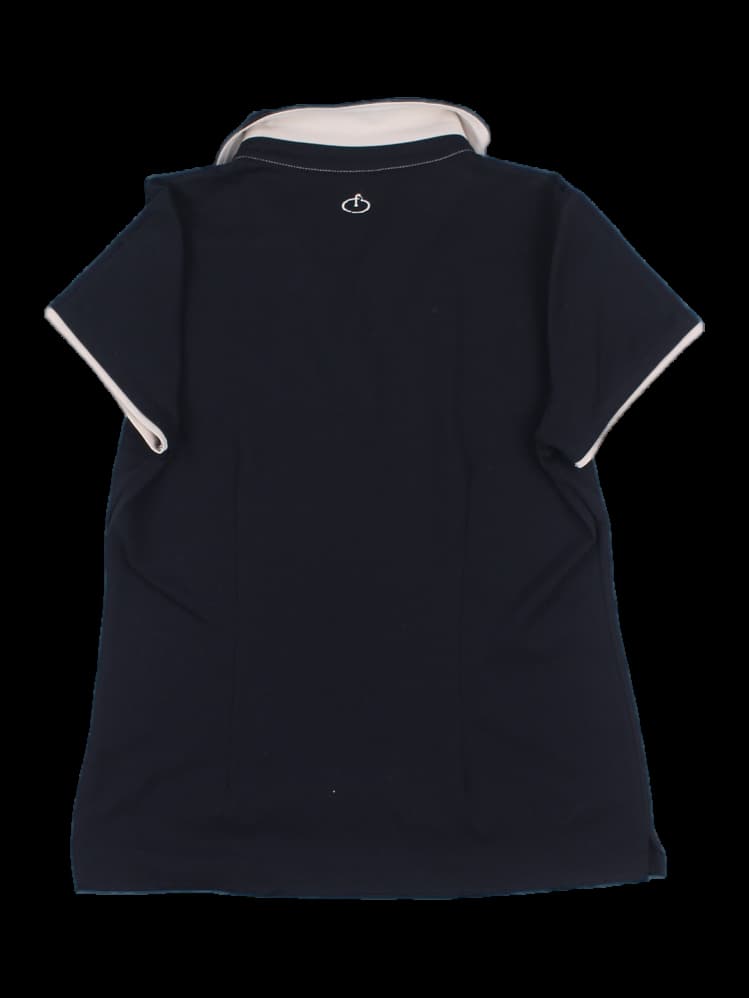 블랙 배색 여성 반팔 카라티