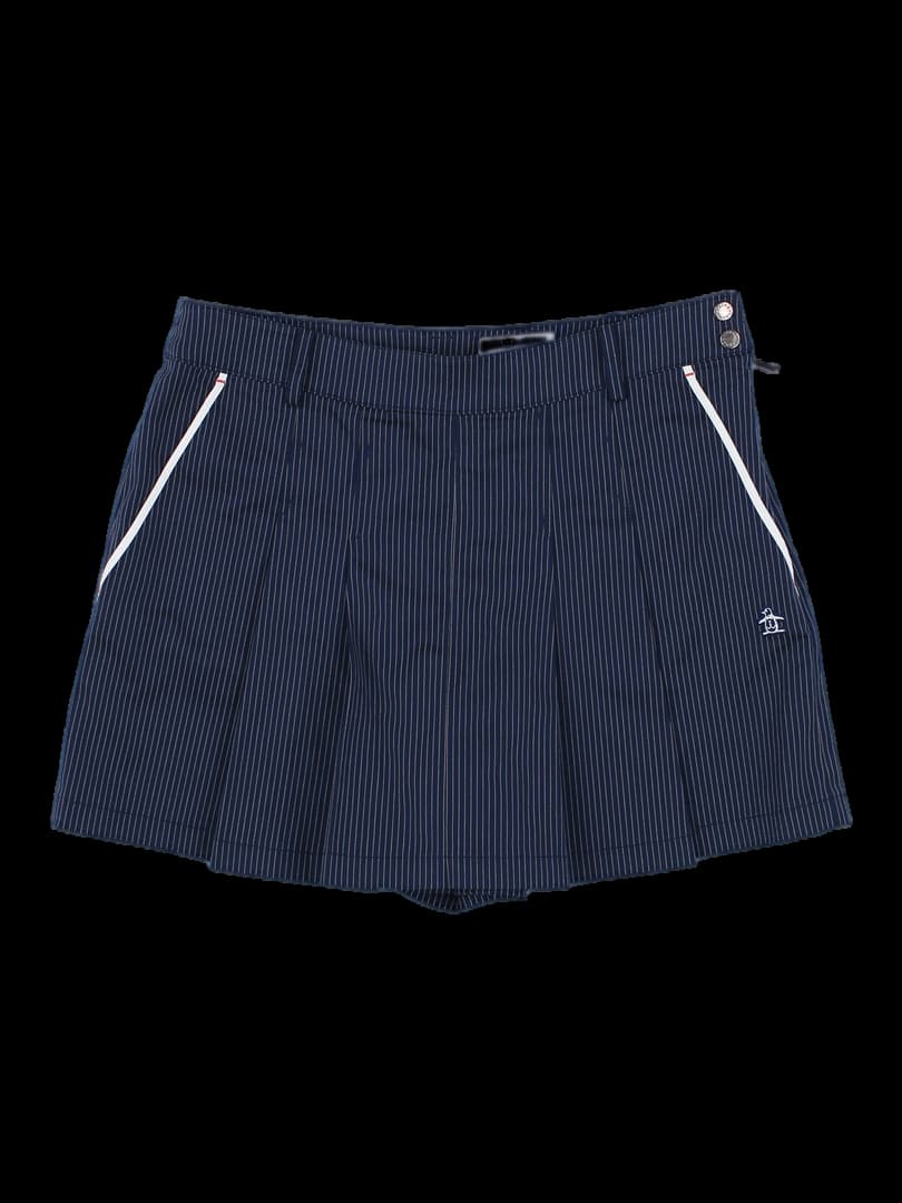 네이비 핀스트라이프 플리츠 반바지
