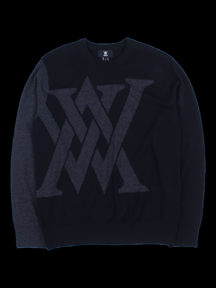 블랙/차콜 블록 인타르시아 니트 풀오버