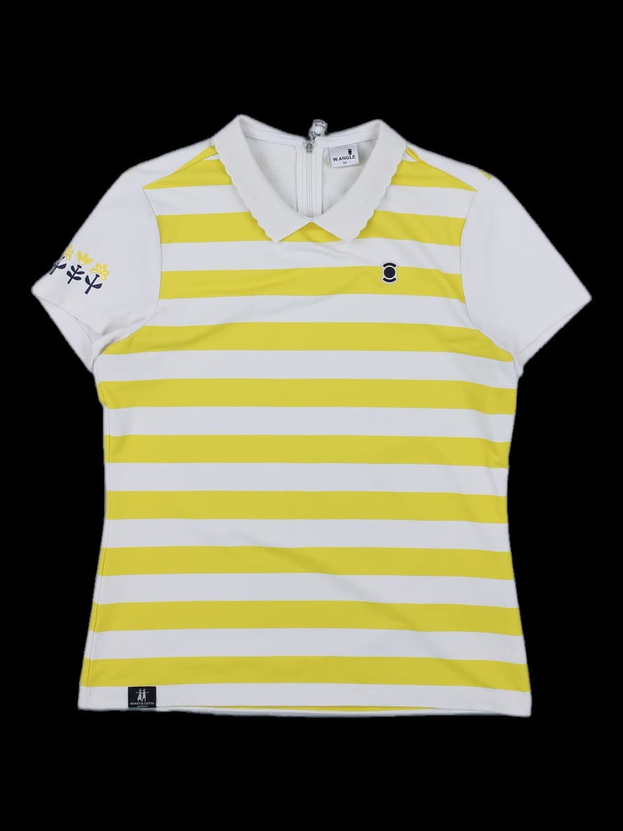 와이드앵글 여성 스트라이프 반팔 카라티