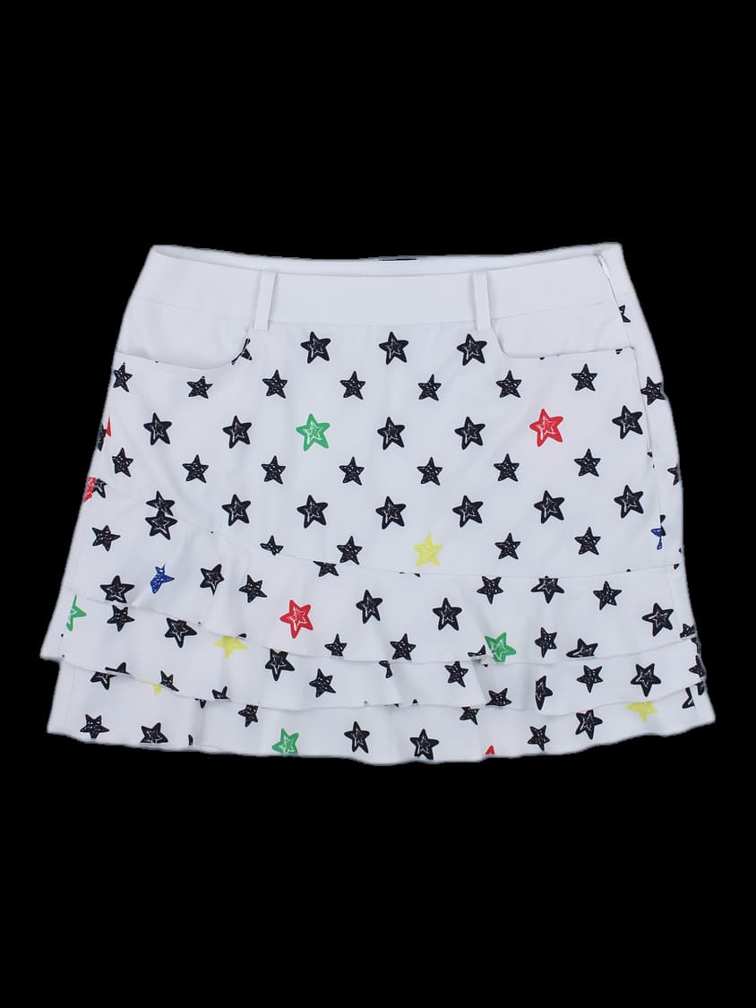 화이트 별 패턴 티어드 큐롯 스커트