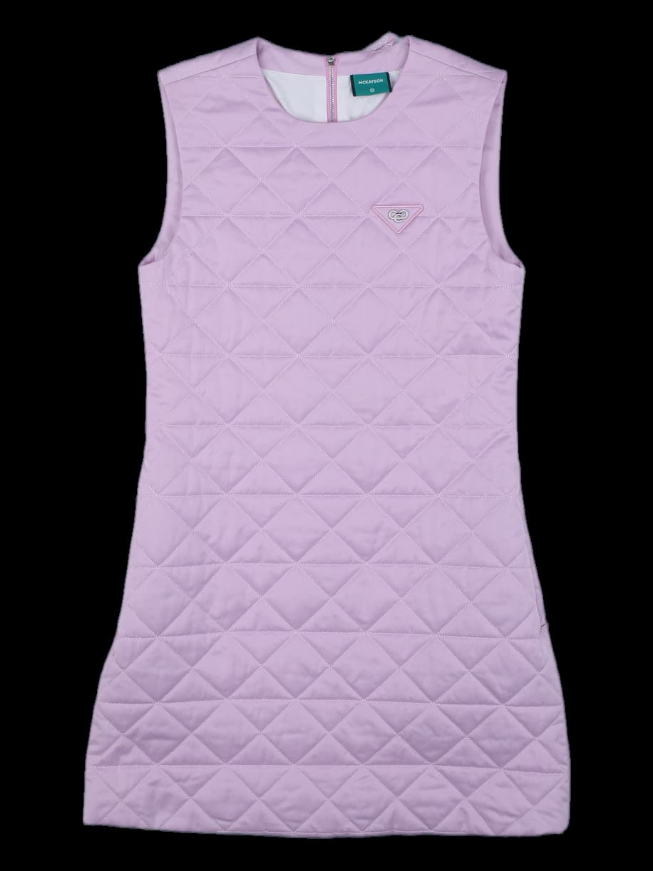 핑크 퀼팅 슬리브리스 원피스