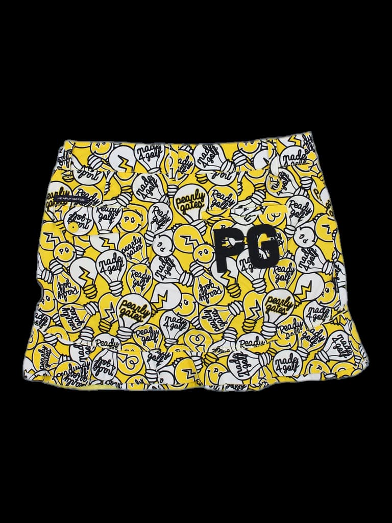 파리게이츠 옐로우 전면 패턴 큐롯 스커트