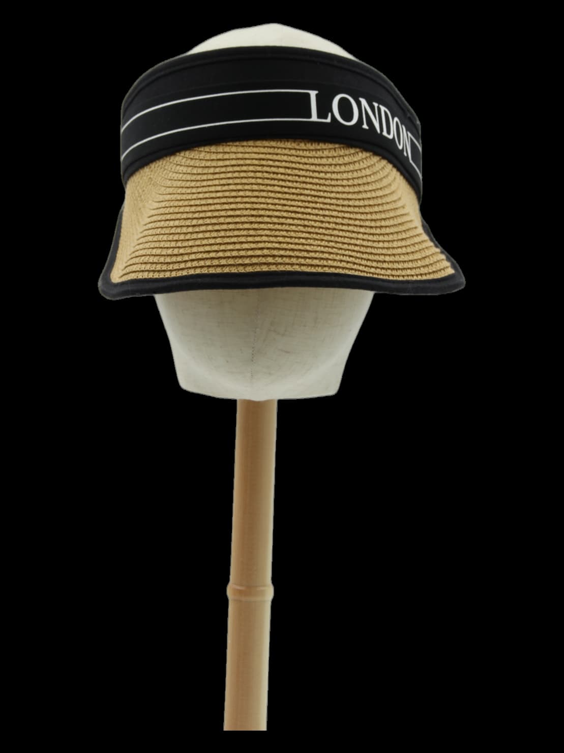 블랙 배색 스트로우 레터링 바이저 햇