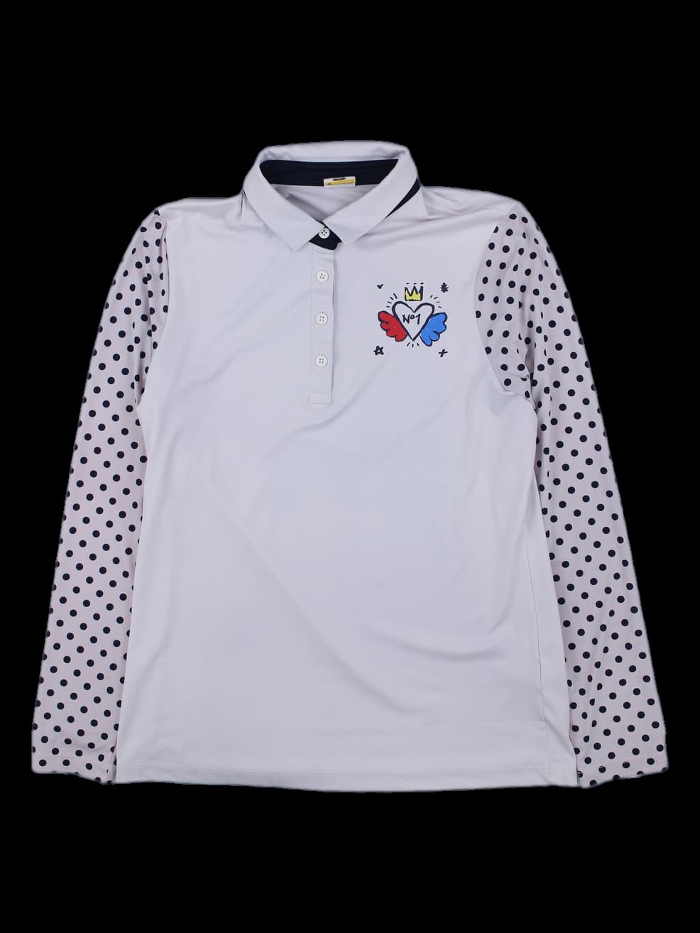 여성 도트 패턴 긴팔 카라티셔츠