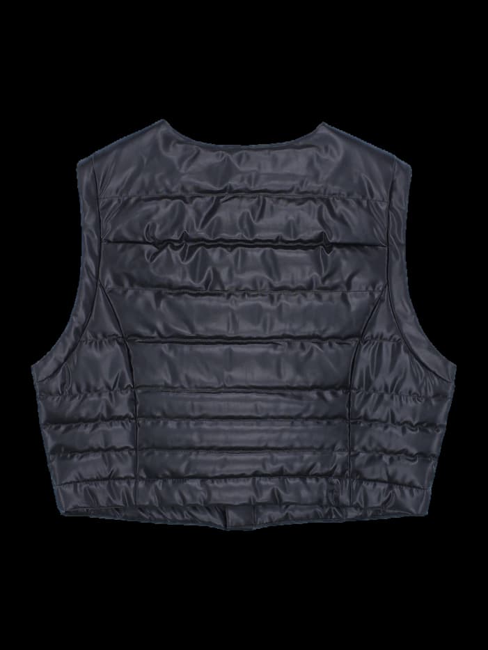 블랙 크롭 패딩 베스트