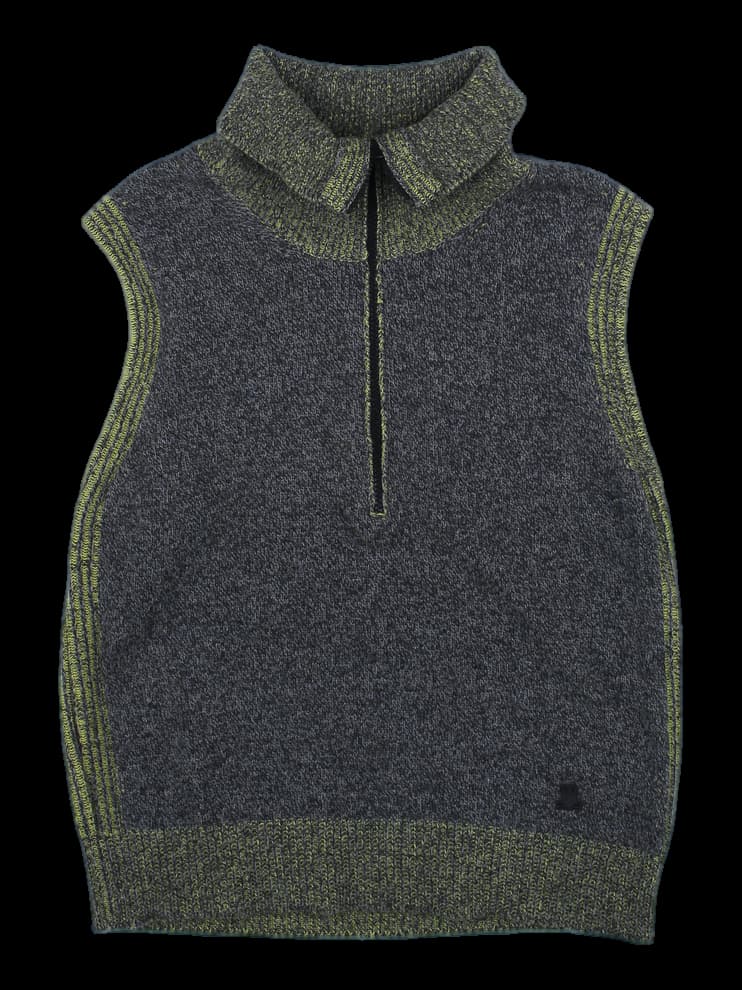 그레이 하프 집업 니트 베스트