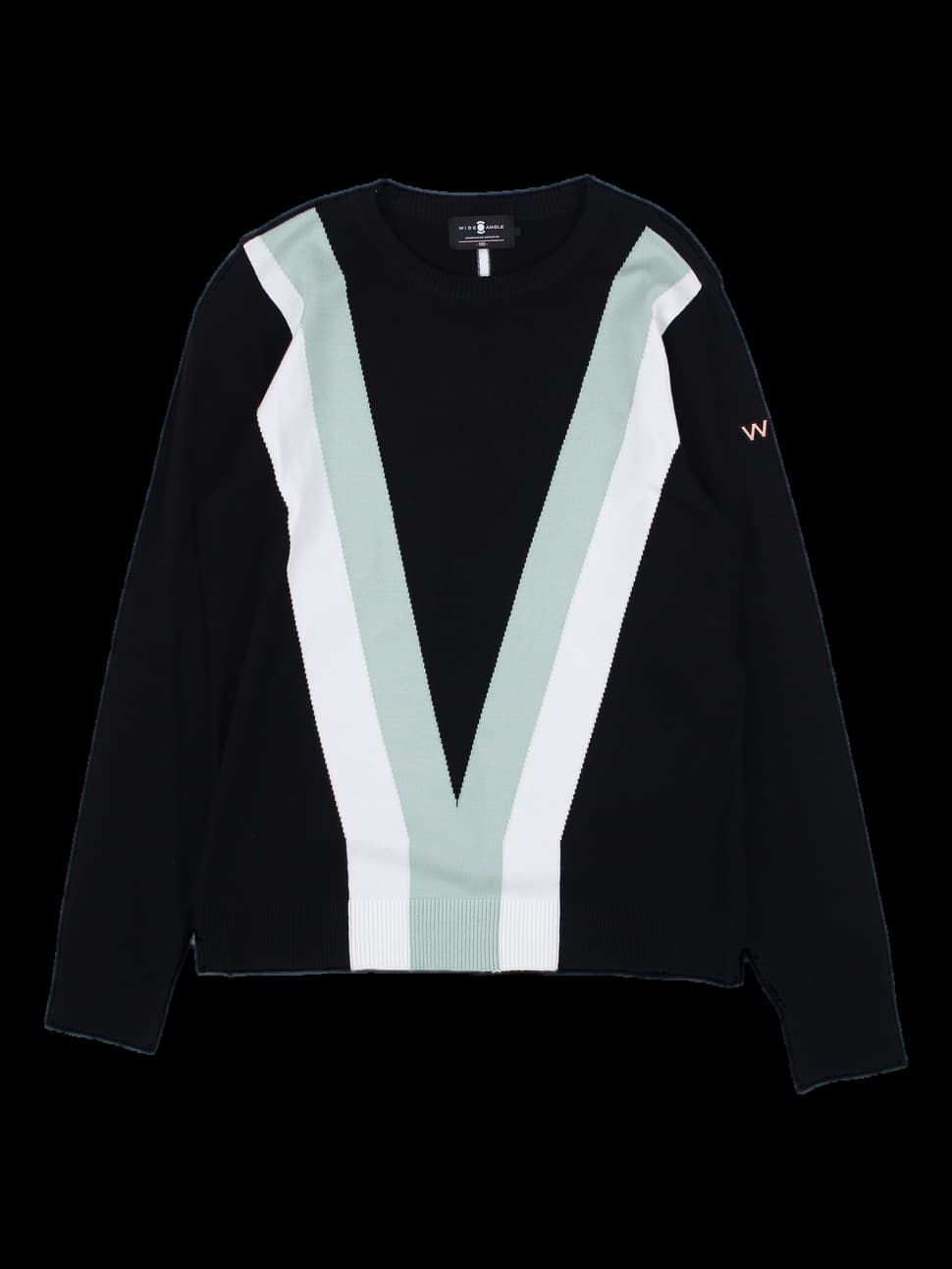 블랙 배색 브이 라인 니트