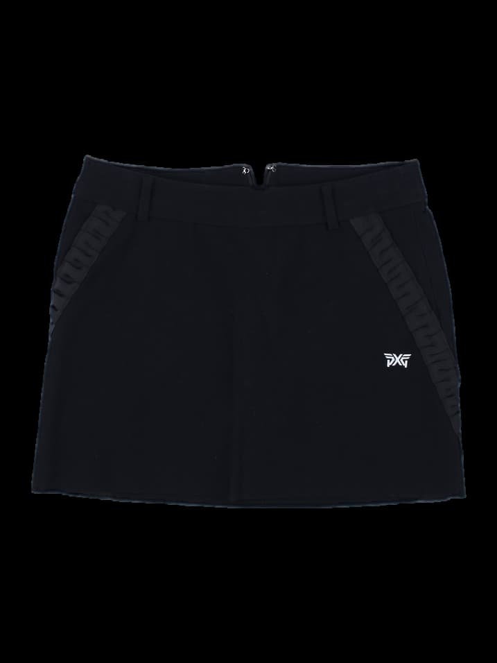 블랙 러플 디테일 골프 스커트