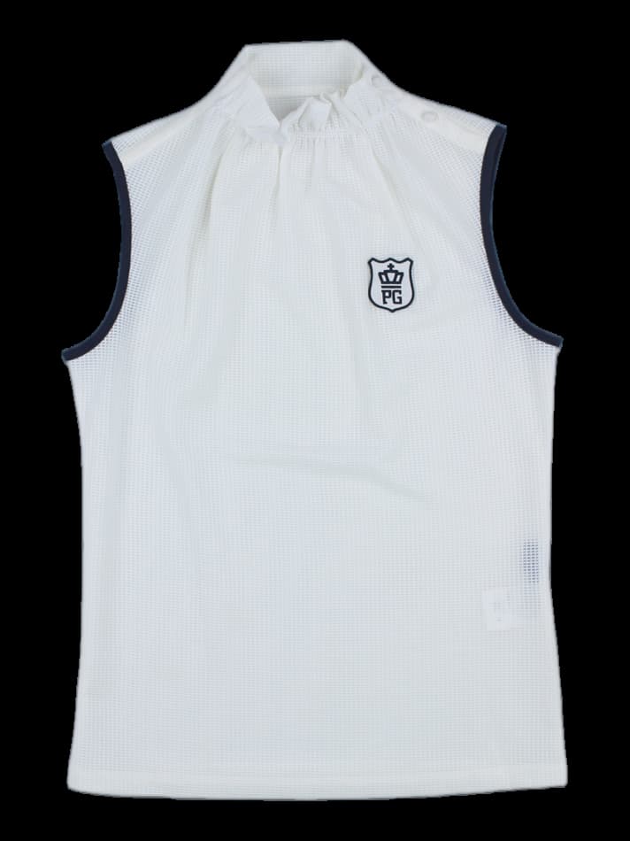 여성용 메쉬 퓨어 화이트 민소매 상의