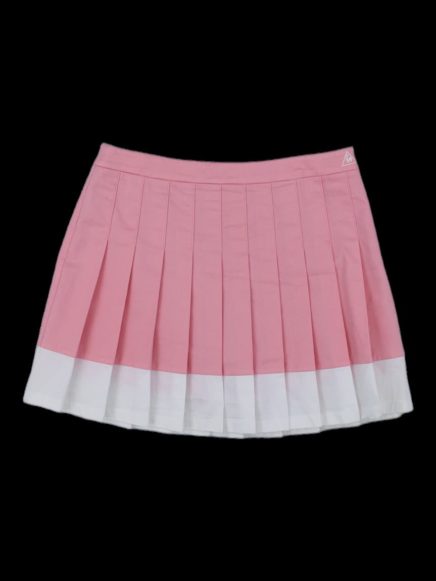 핑크/화이트 배색 플리츠 스커트