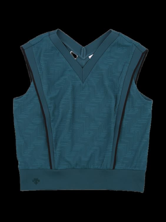 그린 기하학 패턴 브이넥 베스트