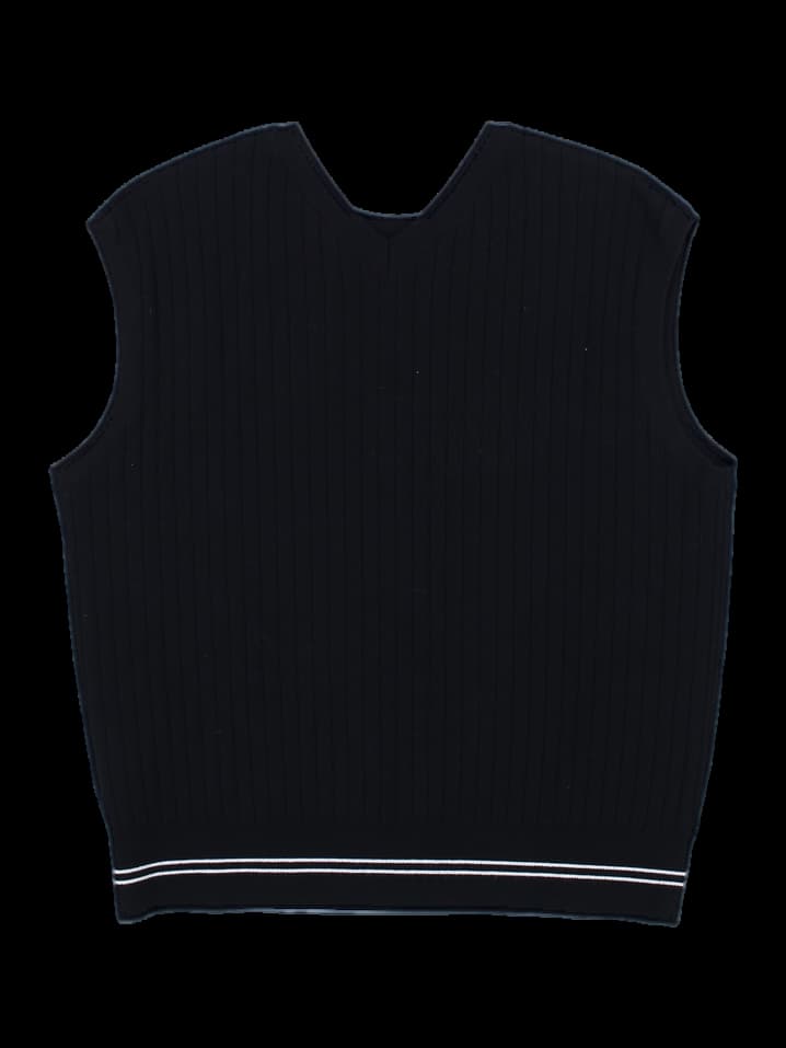 블랙 브이넥 골지 니트 베스트