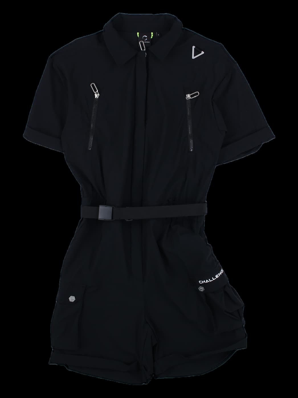 블랙 반팔 유틸리티 점프수트