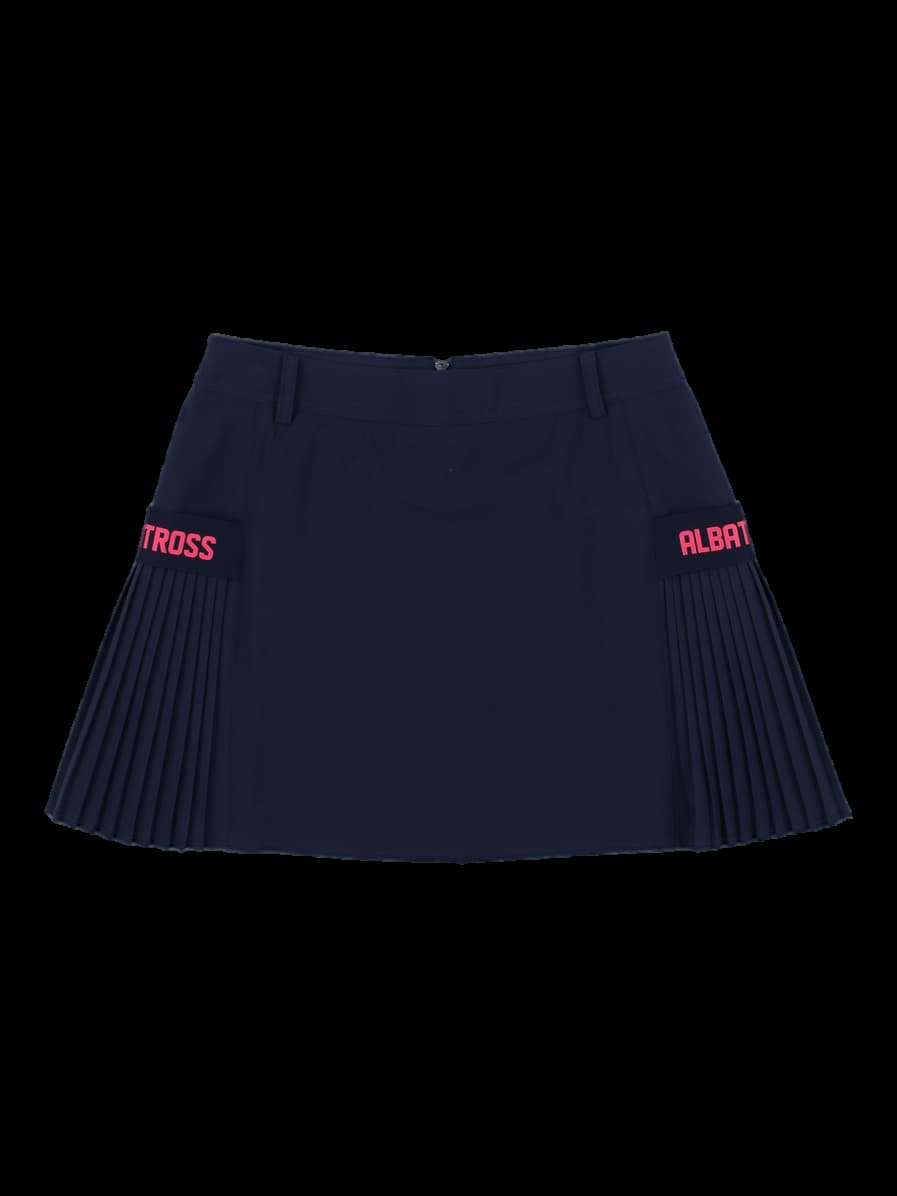 네이비 플리츠 믹스 미니 스커트