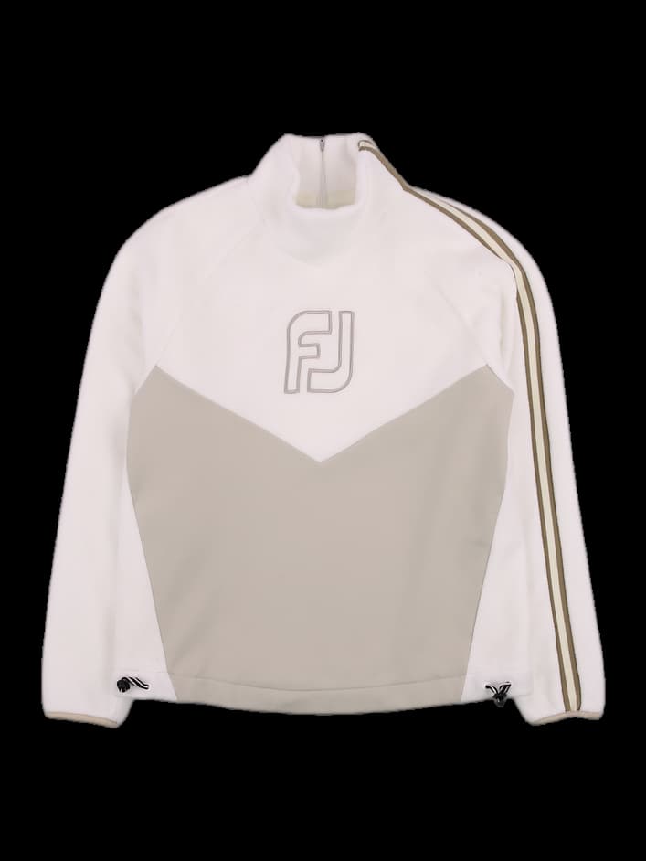 화이트 하이넥 보아 플리스 풀오버