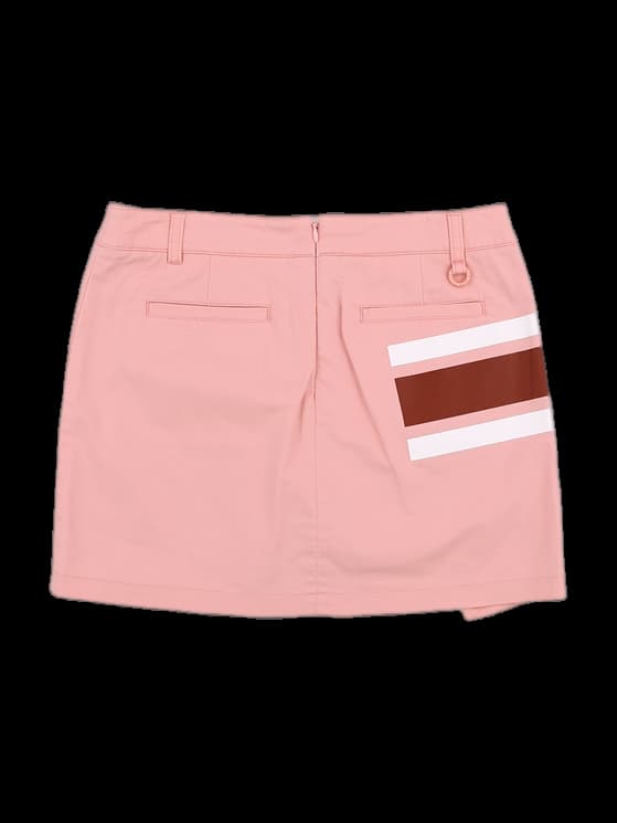 핑크 컬러 블록 A라인 스커트