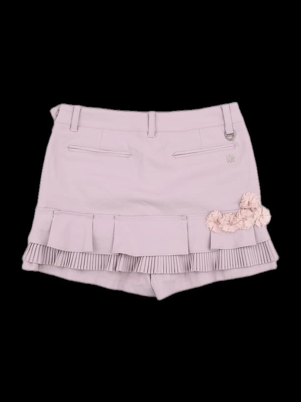 연핑크 플라워 아플리케 큐롯 팬츠