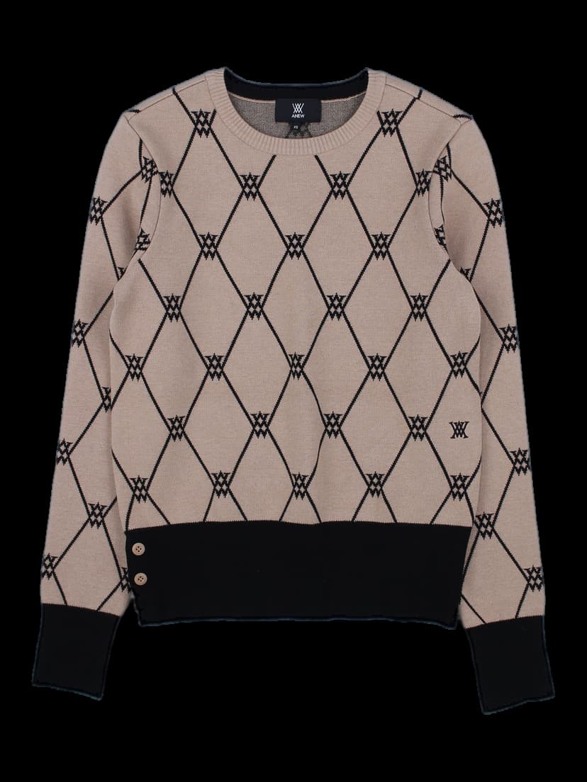 베이지 아가일 니트