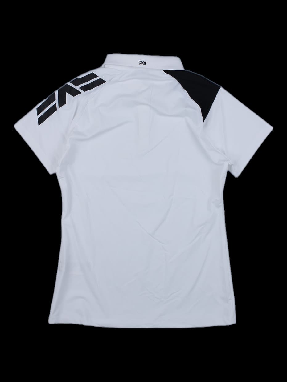 블랙 배색 반팔 카라티셔츠