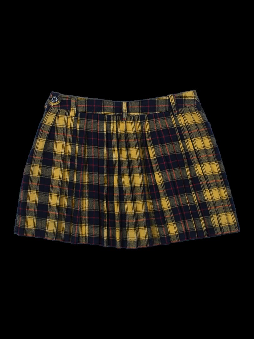 멀티 체크 패치워크 플리츠 미니 스커트