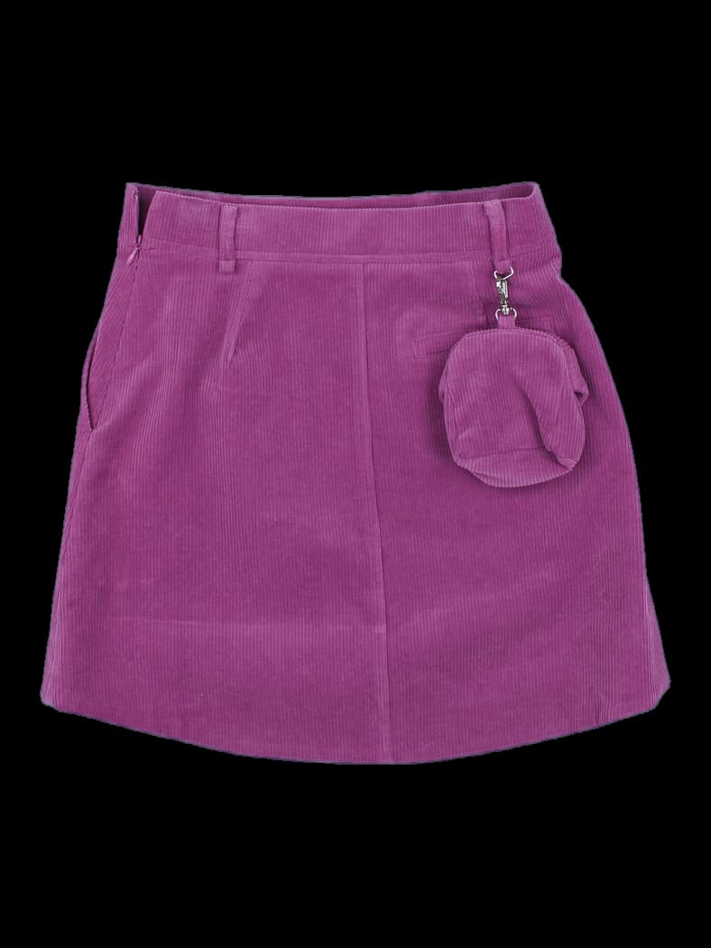 퍼플 코듀로이 미니 스커트