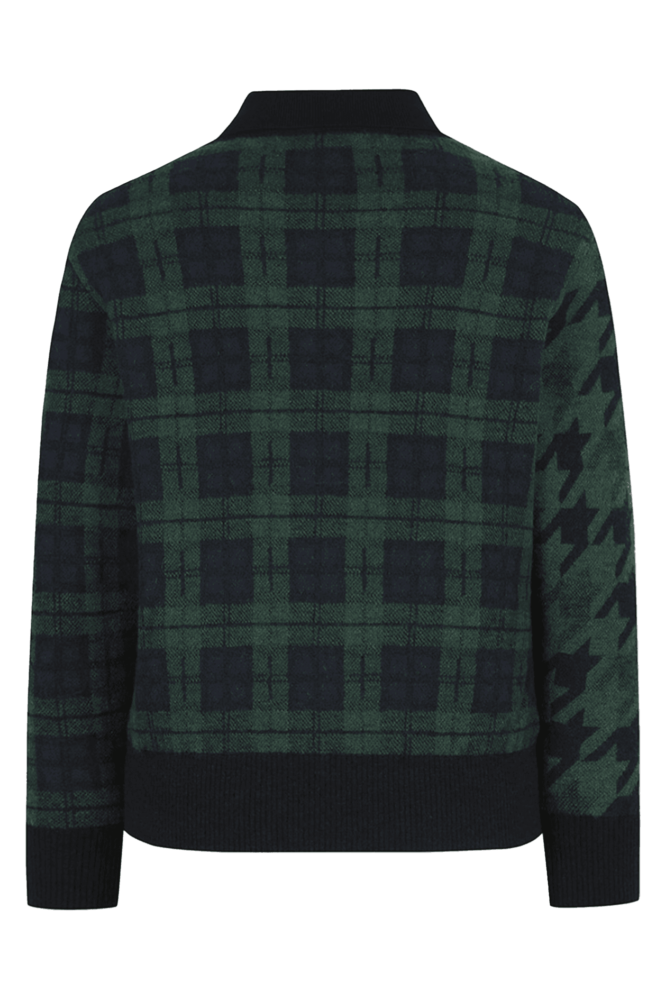 패턴 믹스 이중넥 방풍 니트