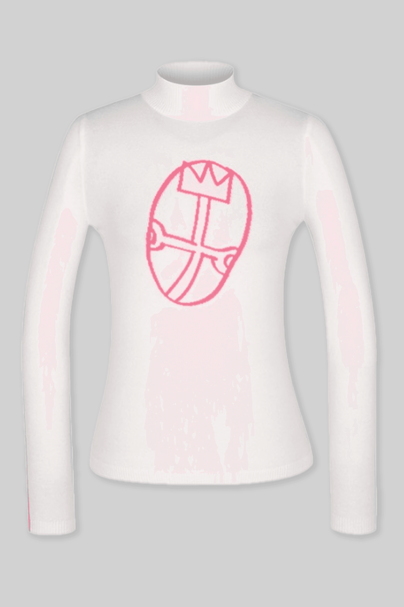 배색 로고 하이넥 니트