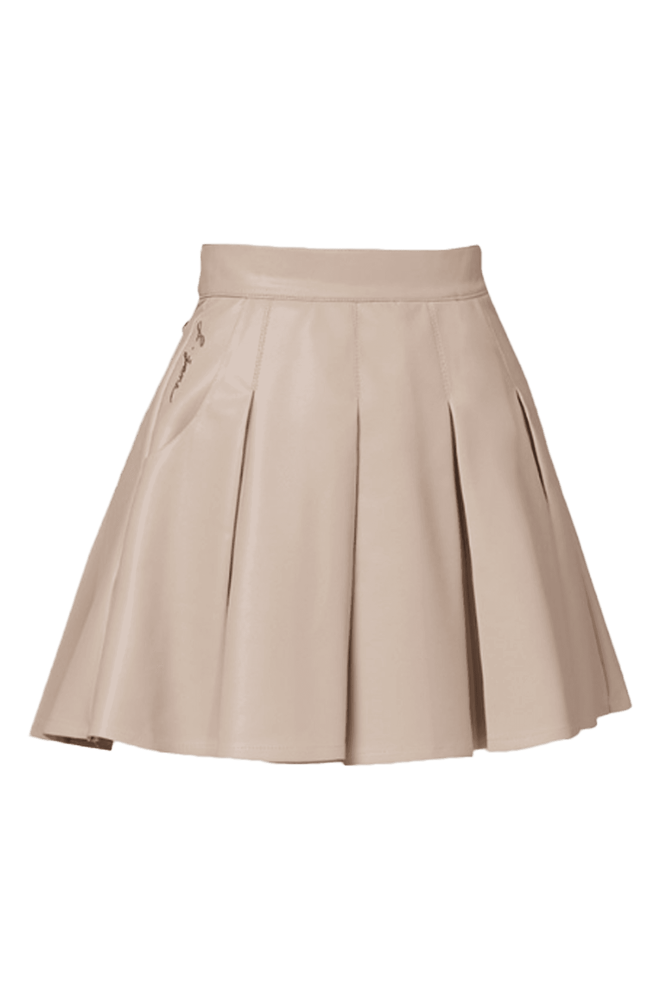 와이드 플리츠 레더 스커트