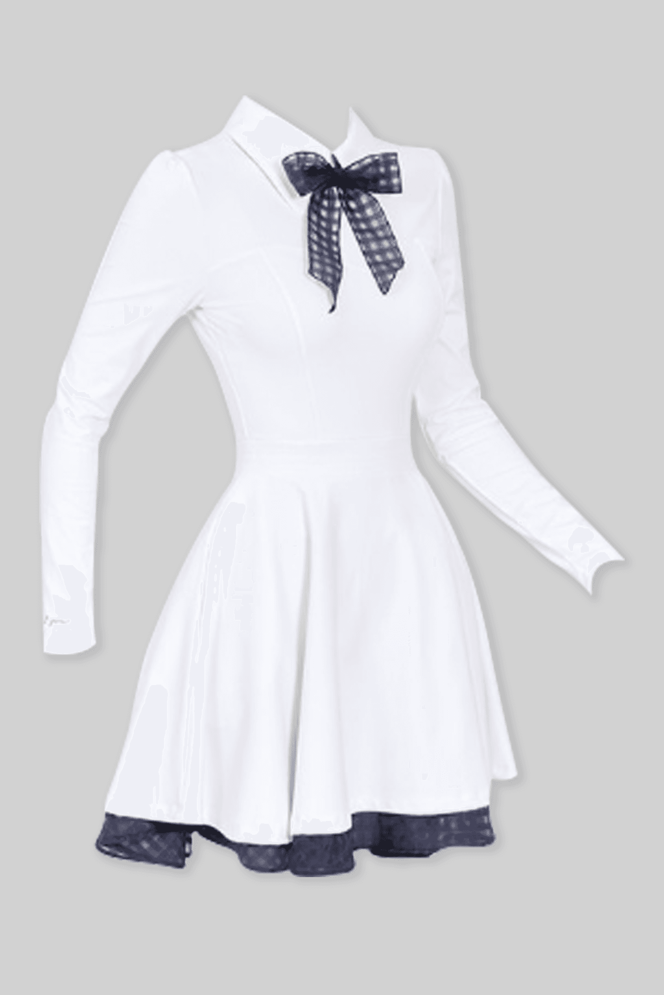 클래식 배색 리본 플레어 원피스