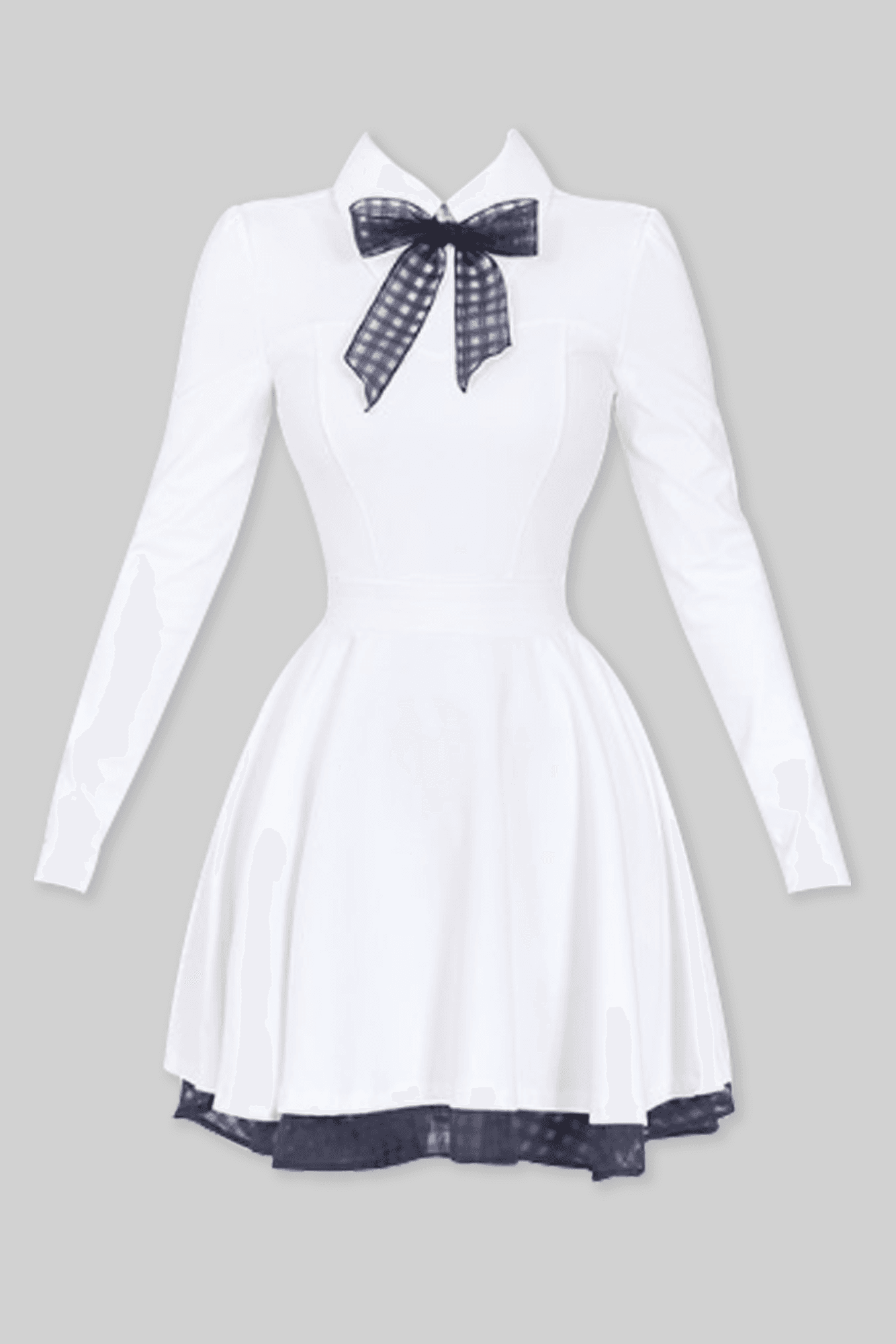 클래식 배색 리본 플레어 원피스